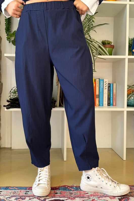Bengaline Carrot Leg Trouser Navy